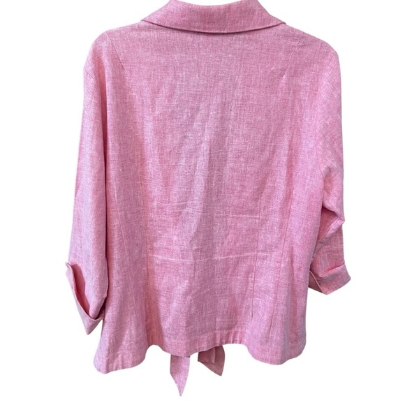 Mishca Collection Linen/Viscose Blend Women’s Pink Wrap Tie Jacket Size L Spring - Picture 12 of 13